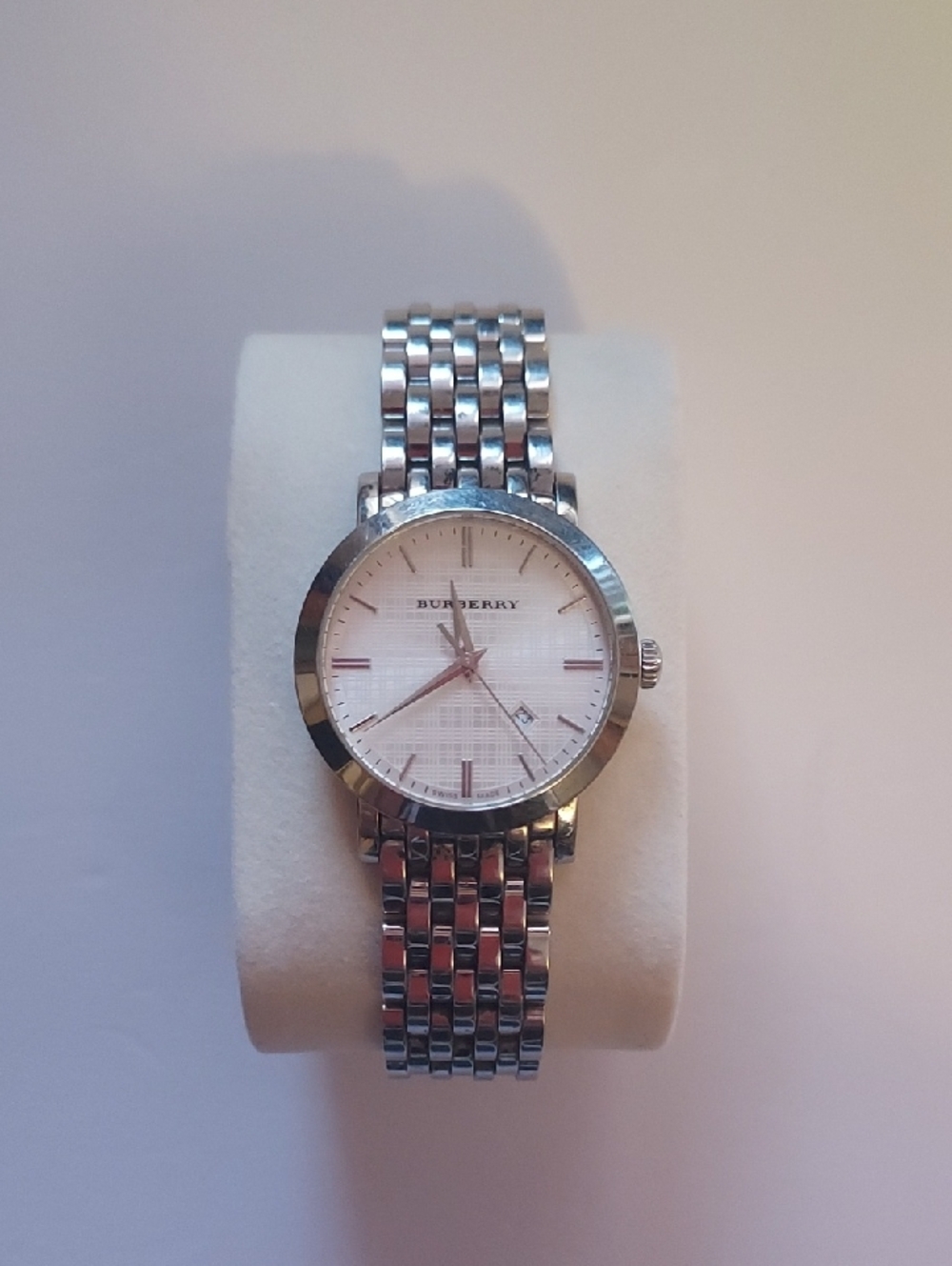 Burberry Stainless Steel Watch Silver Round Face